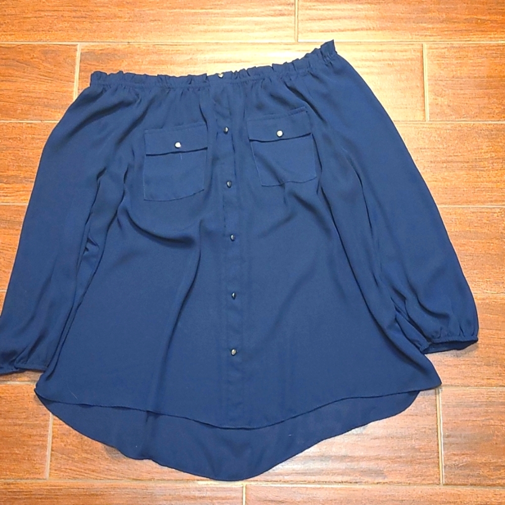 Off the shoulder button blouse
